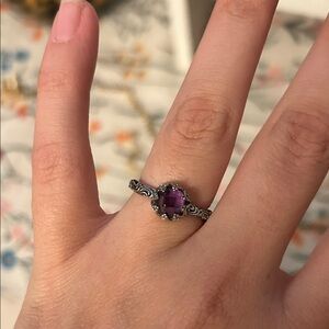 Elegant Purple Silver Ring